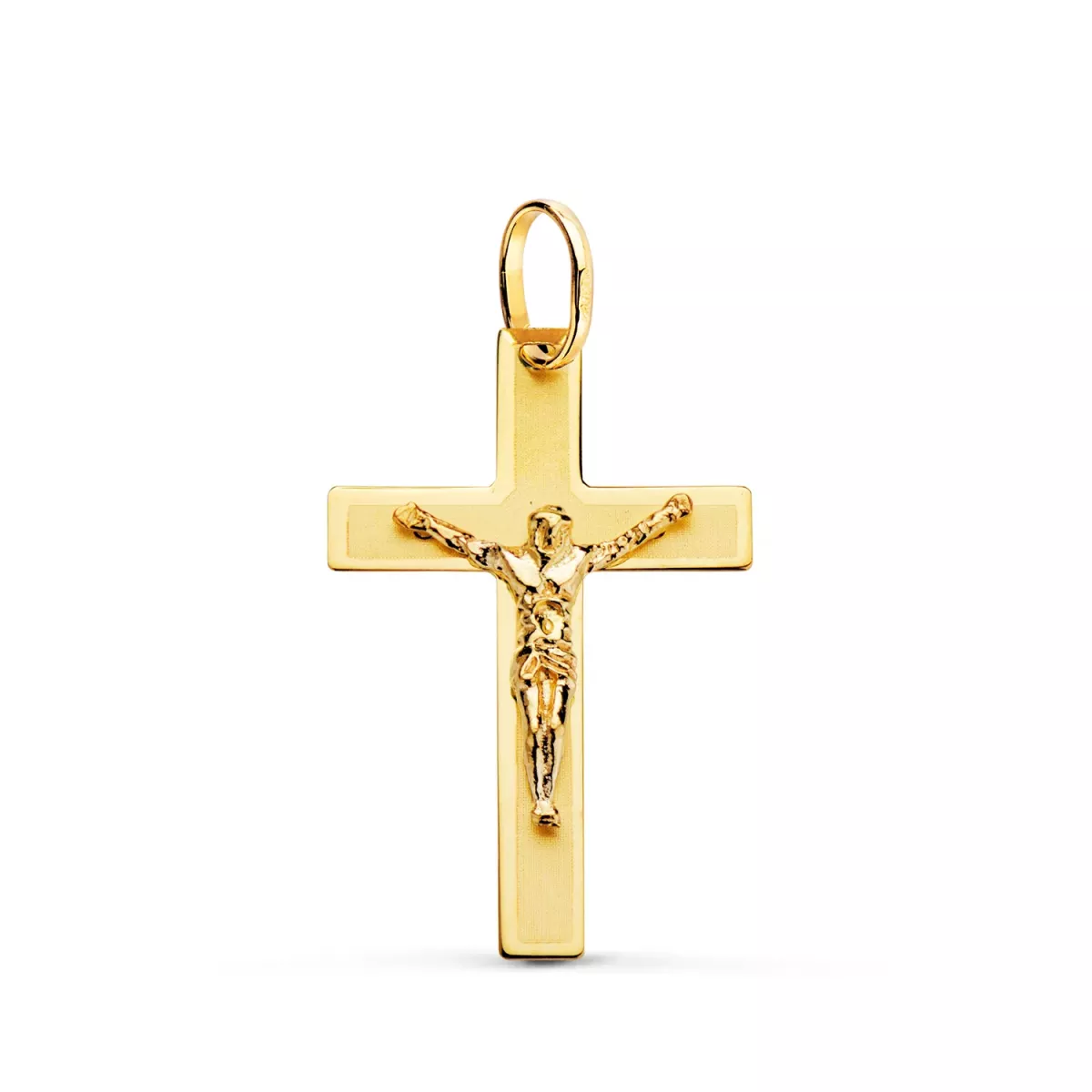 18K CRUZ ORO AMARILLO CON CRISTO LASER PLANA 26X17 MM 1
