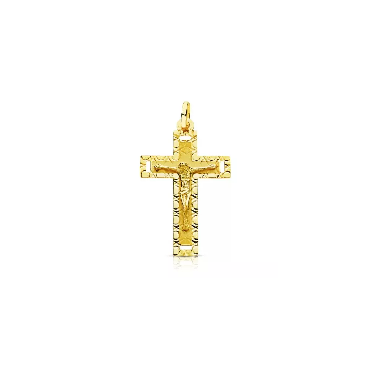 18K CRUZ ORO AMARILLO CON CRISTO TALLADA 35X22 MM 2