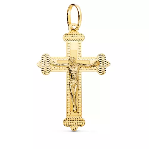 18K CRUZ ORO AMARILLO CON CRISTO TALLADA 35X23 MM 1