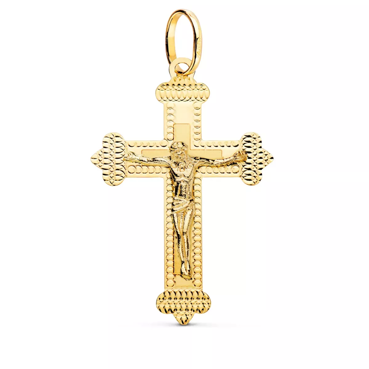 18K CRUZ ORO AMARILLO CON CRISTO TALLADA 35X23 MM 1