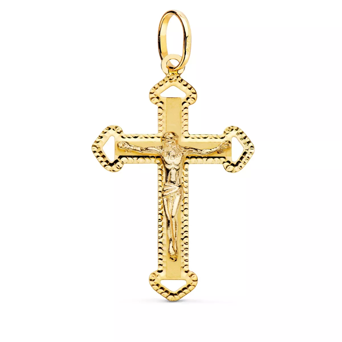 18K CRUZ ORO AMARILLO CON CRISTO TALLADA 35X22 MM 1