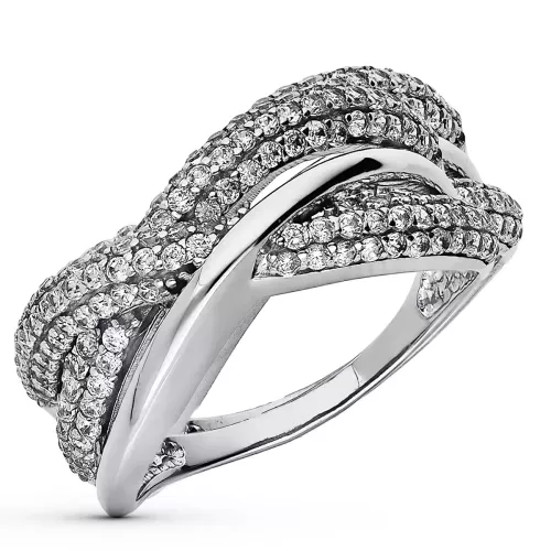 9K SORTIJA ORO BLANCO CON CIRCONITAS. ANCHO: 9 MM 3