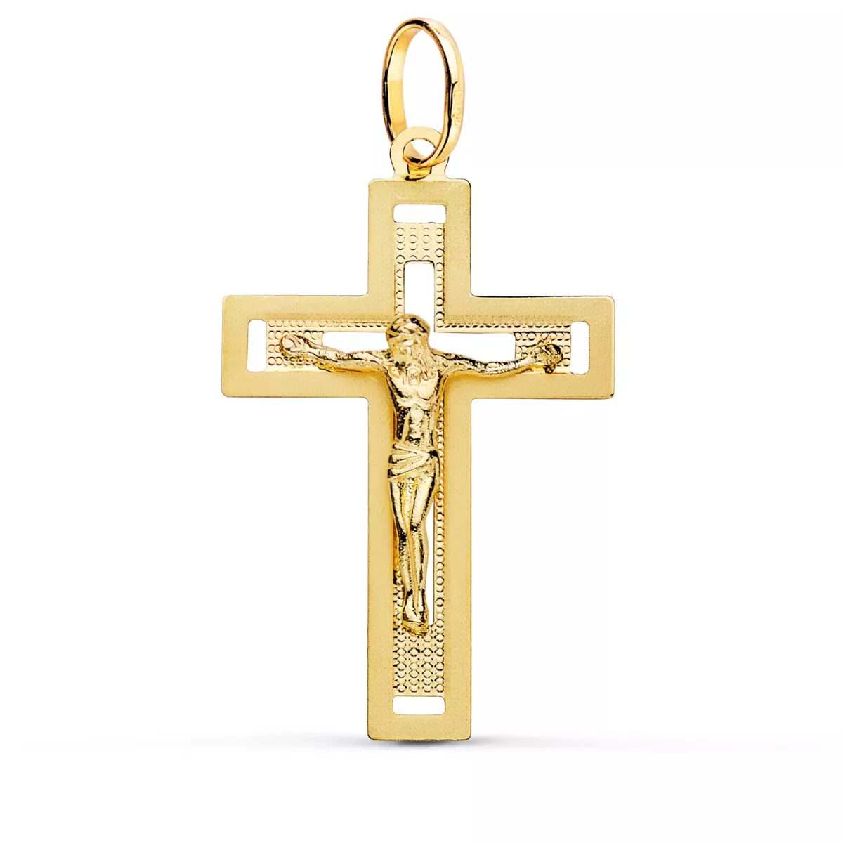 18K CRUZ ORO AMARILLO CON CRISTO TALLADA 35X22 MM 1