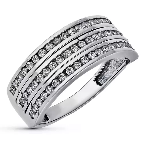 9K SORTIJA ORO BLANCO TRES CARRILES CON CIRCONITAS. ANCHO: 8 MM 4