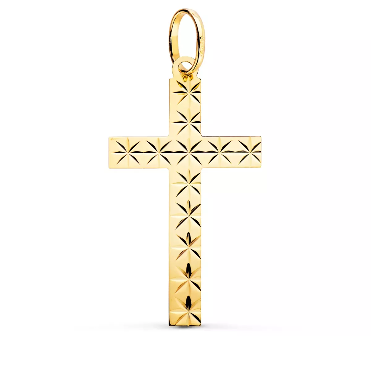 18K CRUZ ORO AMARILLO SIN CRISTO TALLADA 35X19 MM 1
