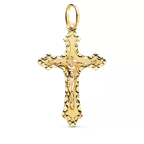 18K CRUZ ORO AMARILLO CON CRISTO TALLADA 35X22 MM 1