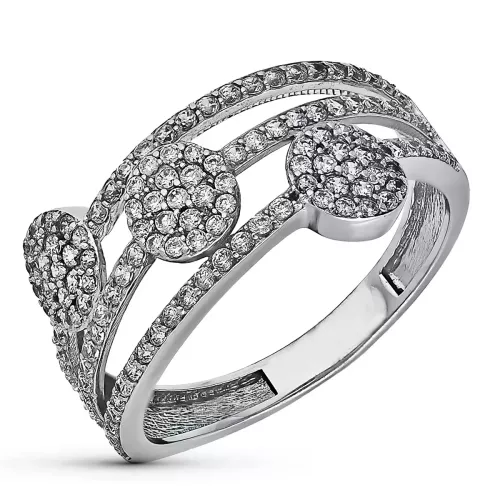 9K SORTIJA ORO BLANCO BANDAS CON MOTIVOS REDONDOS Y CIRCONITAS. ANCHO: 10 MM 2