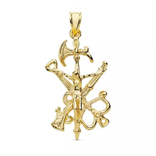 18K COLGANTE CRUZ CRISTO LEGION ORO AMARILLO 44X22 MM 5