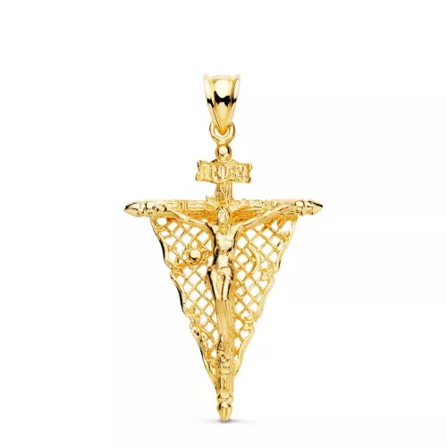 18K CRUZ ORO AMARILLO CON CRISTO DEL REMEDIO DE ANIMAS 35X23 MM 4