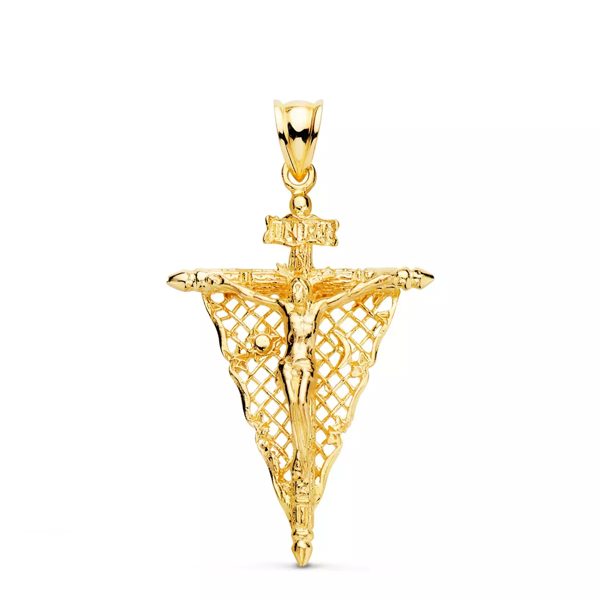 18K CRUZ ORO AMARILLO CON CRISTO DEL REMEDIO DE ANIMAS 35X23 MM 4