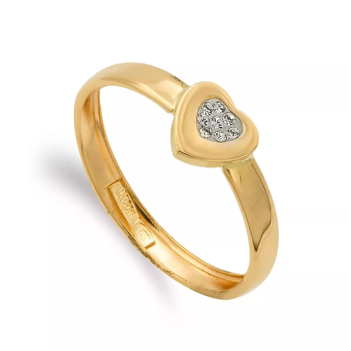 9K SORTIJA ORO AMARILLO CORAZON CON CIRCONITAS. ANCHO: 7MM 0