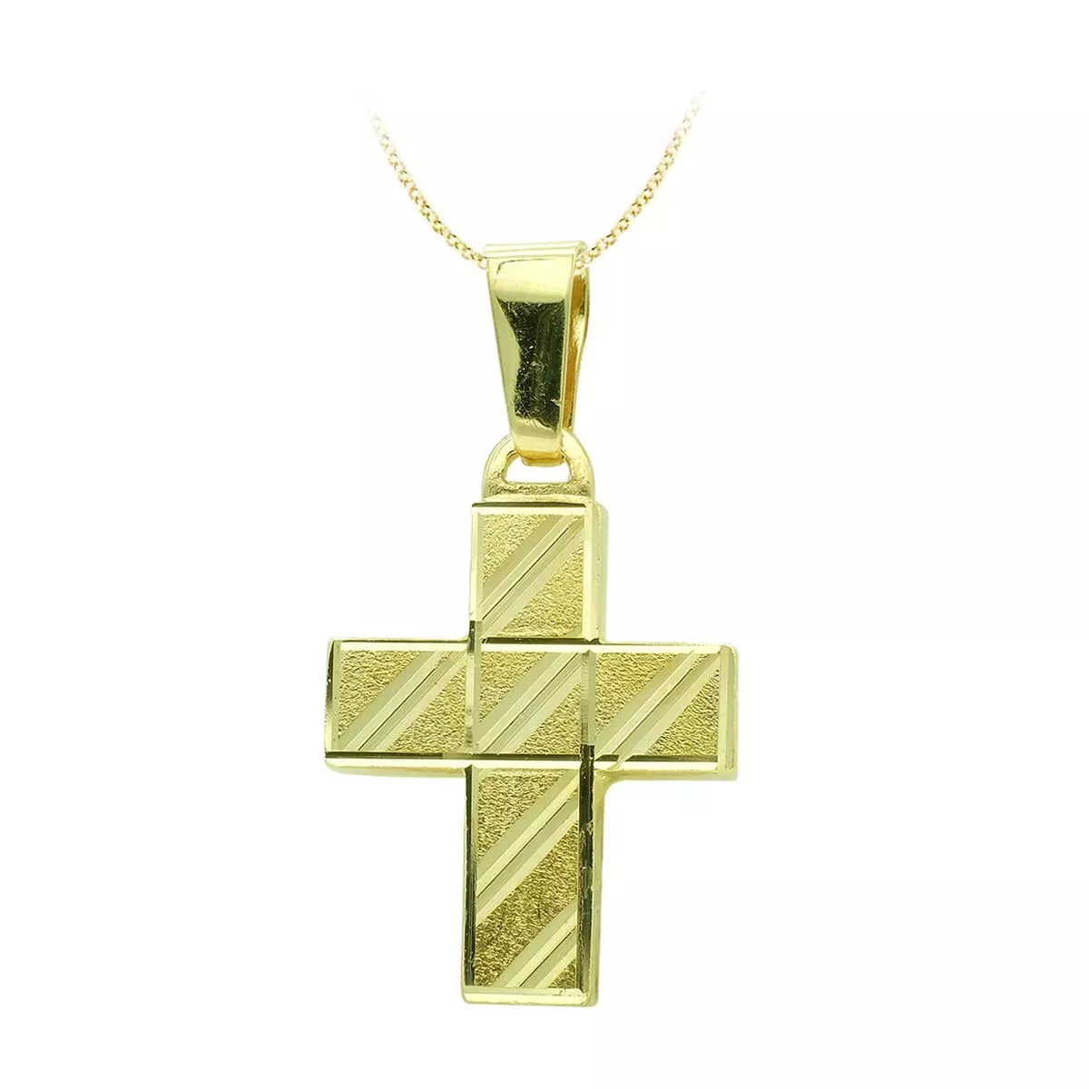 18K CRUZ ORO AMARILLO HUECA TALLADA 20X14 MM 1