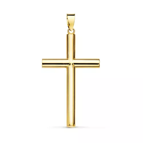 18K CRUZ ORO AMARILLO HUECA LISA 29X18 MM TUBO 3 MM 1