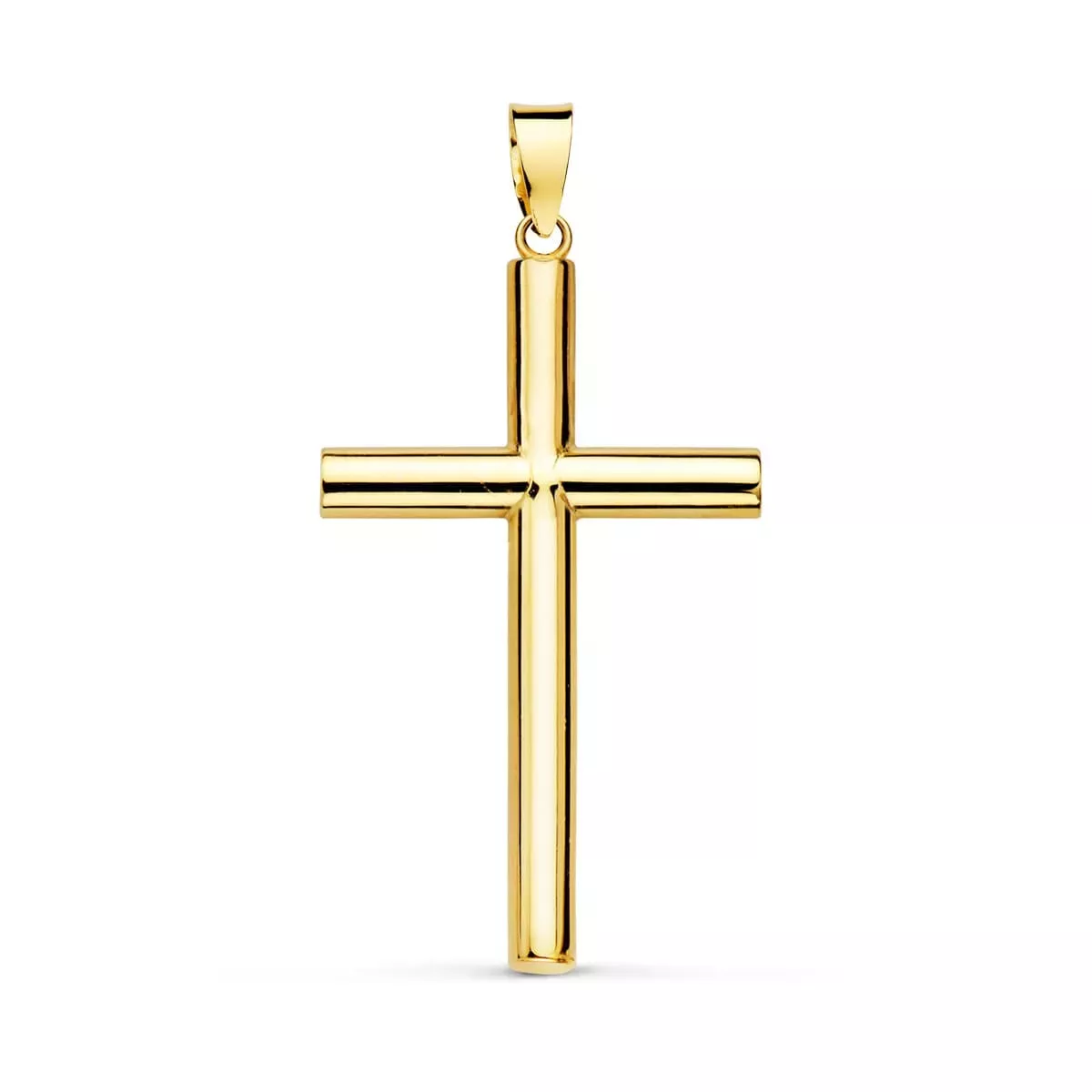 18K CRUZ ORO AMARILLO HUECA LISA 29X18 MM TUBO 3 MM 1