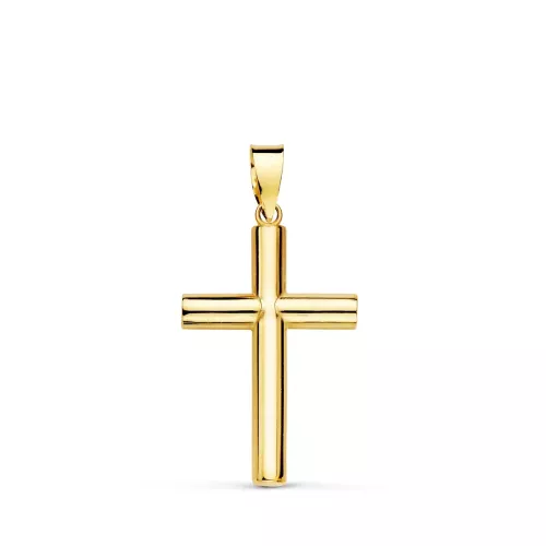 18K CRUZ ORO AMARILLO LISA TUBO HUECO. 21 X 14 X 3 MM 0