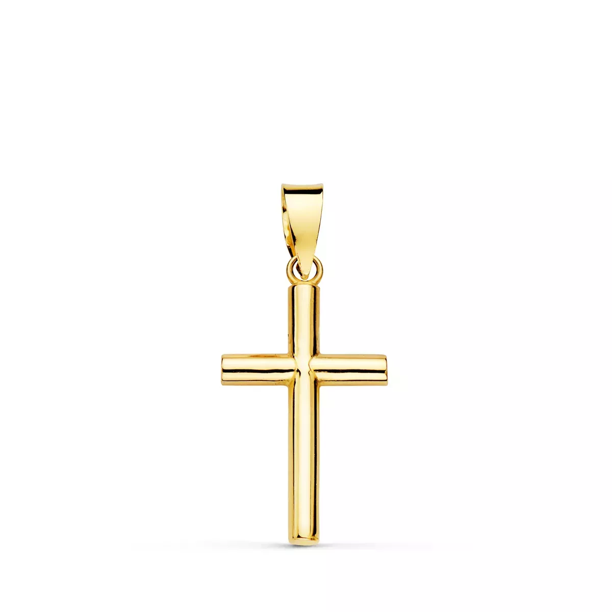 18K CRUZ ORO AMARILLO LISA TUBO HUECO 2.5 MM 16X11 MM 0