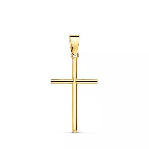 18K CRUZ ORO AMARILLO LISA TUBO 1.5 MM 21X13MM 0