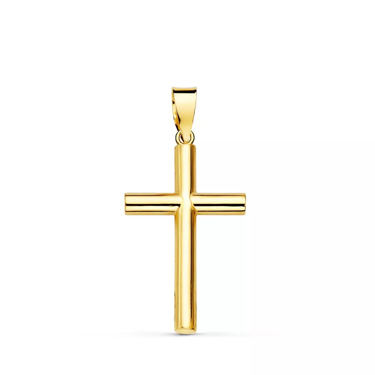 18K CRUZ ORO AMARILLO LISA TUBO HUECO 2.5 MM 21X13 MM 0