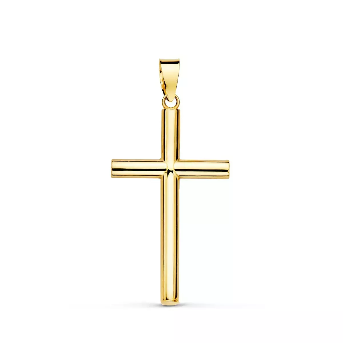 18K CRUZ ORO AMARILLO HUECA LISA 25X15 MM TUBO 2.2 MM 0