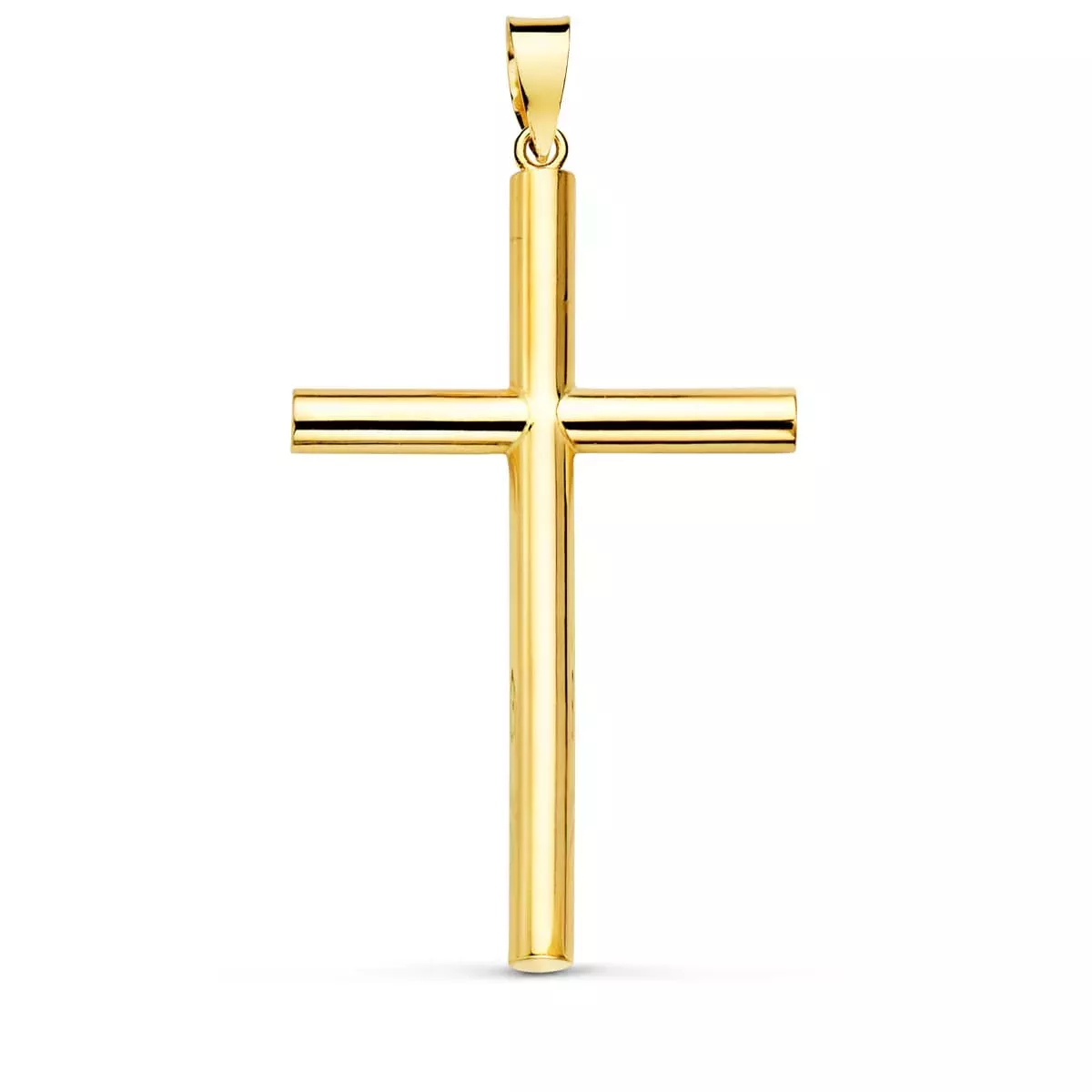 18K CRUZ ORO AMARILLO LISA TUBO HUECO 3 MM 35X22 MM 1