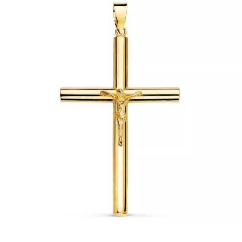 18K CRUZ ORO AMARILLO CON CRISTO TUBO HUECO. 35 X 23 X 3 MM 1