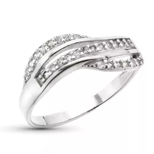 9K SORTIJA ORO BLANCO ONDAS CON CIRCONITAS. ANCHO: 7 MM 2