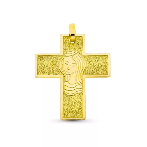 18K CRUZ ORO AMARILLO VIRGEN 30X25 MM 4