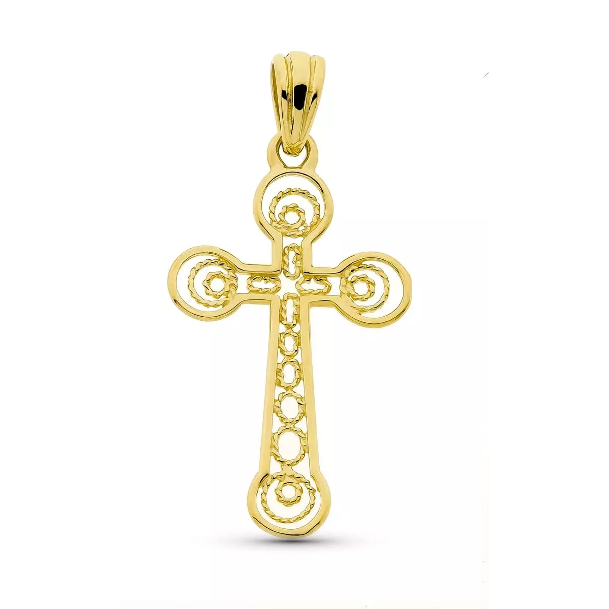 18K CRUZ ORO AMARILLO FILIGRANA 37X22 MM 2