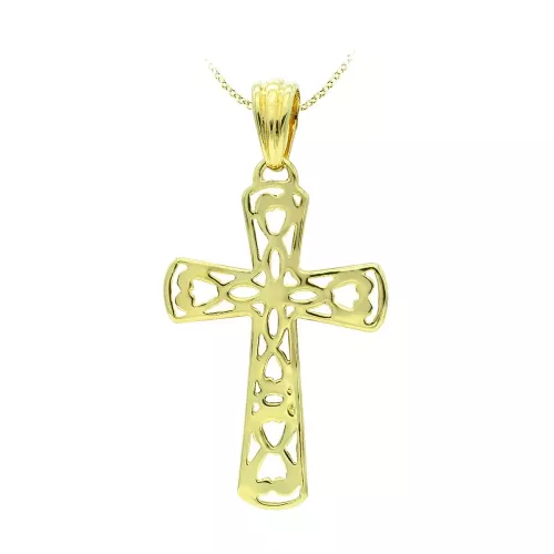 18K CRUZ ORO AMARILLO FILIGRANA 35X23 MM 3