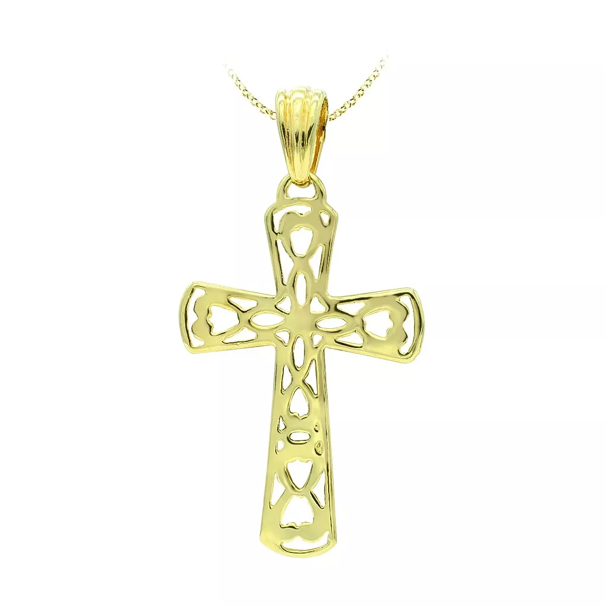 18K CRUZ ORO AMARILLO FILIGRANA 35X23 MM 3