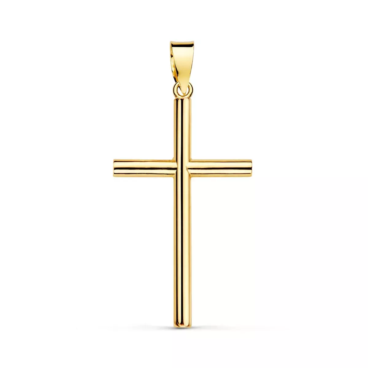 18K CRUZ ORO AMARILLO PALO LISO HUECO 26X15X2 MM 0