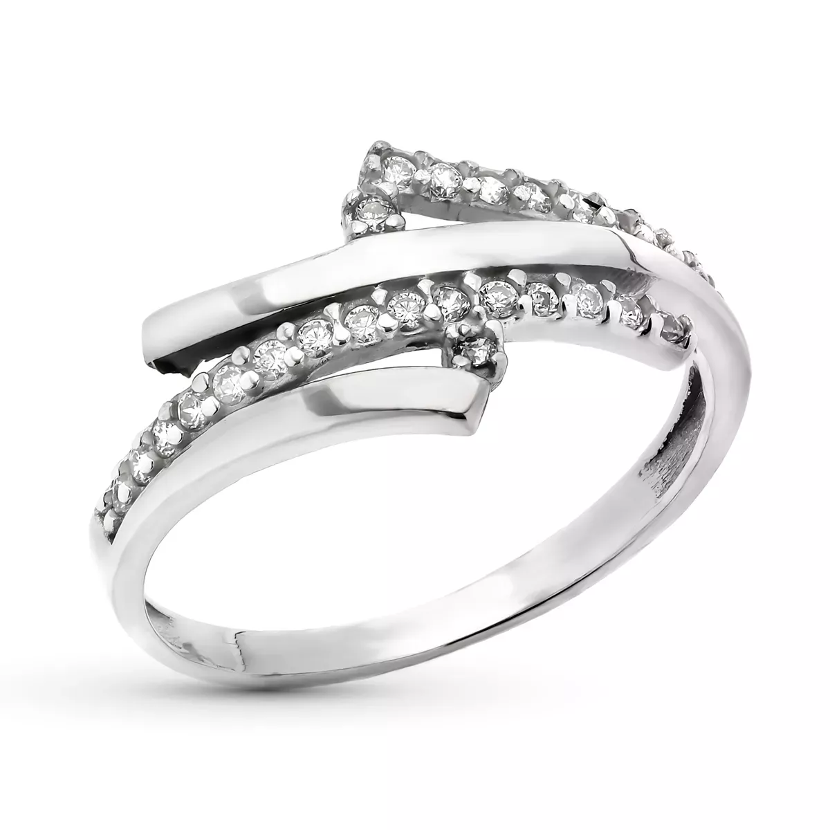 9K SORTIJA ORO BLANCO BANDAS CON CIRCONITAS. ANCHO: 9