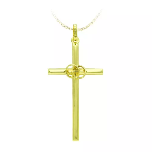 18K CRUZ ORO AMARILLO HUECA ALIANZAS. 31X16 MM 0