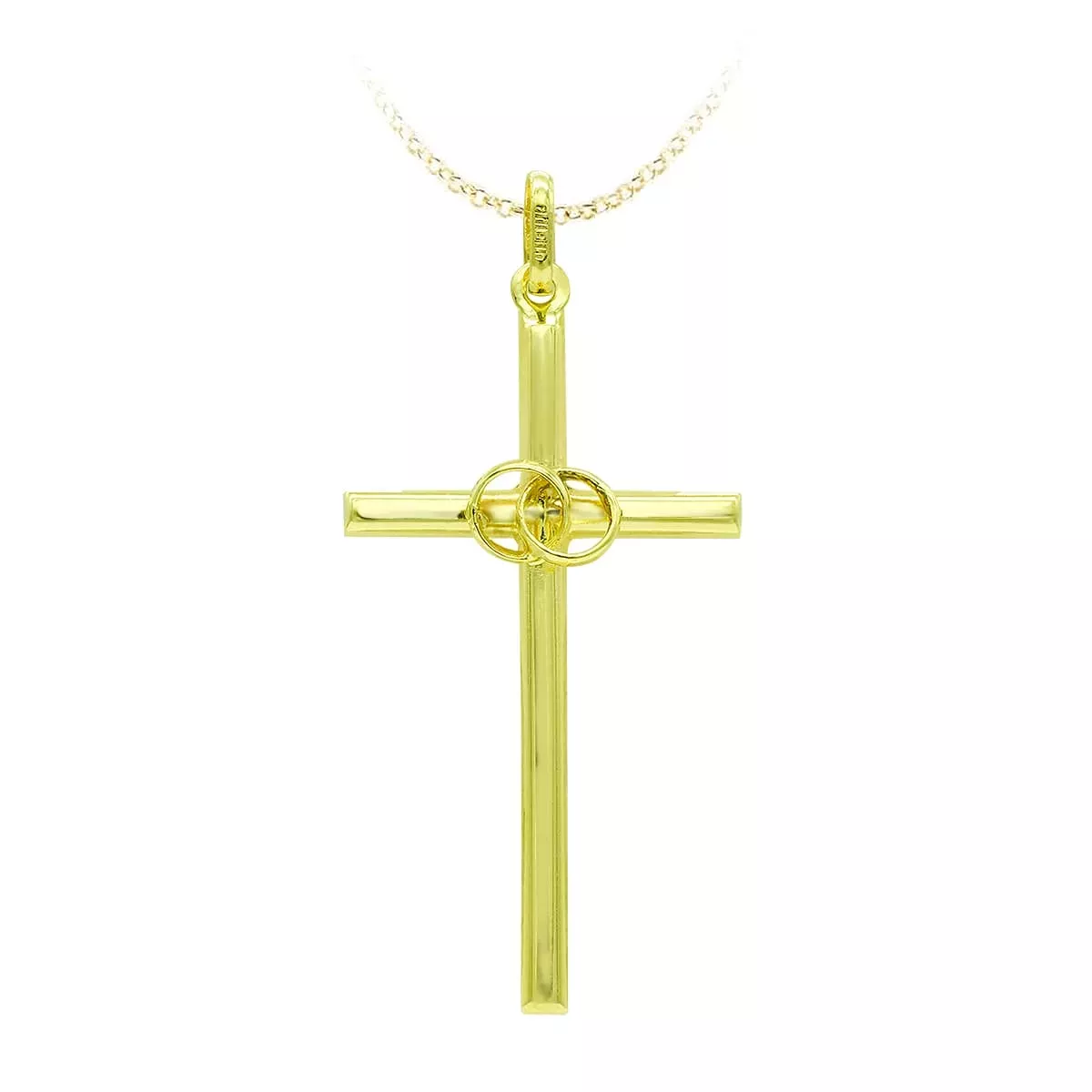 18K CRUZ ORO AMARILLO HUECA ALIANZAS. 31X16 MM 0