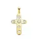 18K CRUZ ORO AMARILLO CON NACAR Y CIRCONITA 20 X 13 MM 0