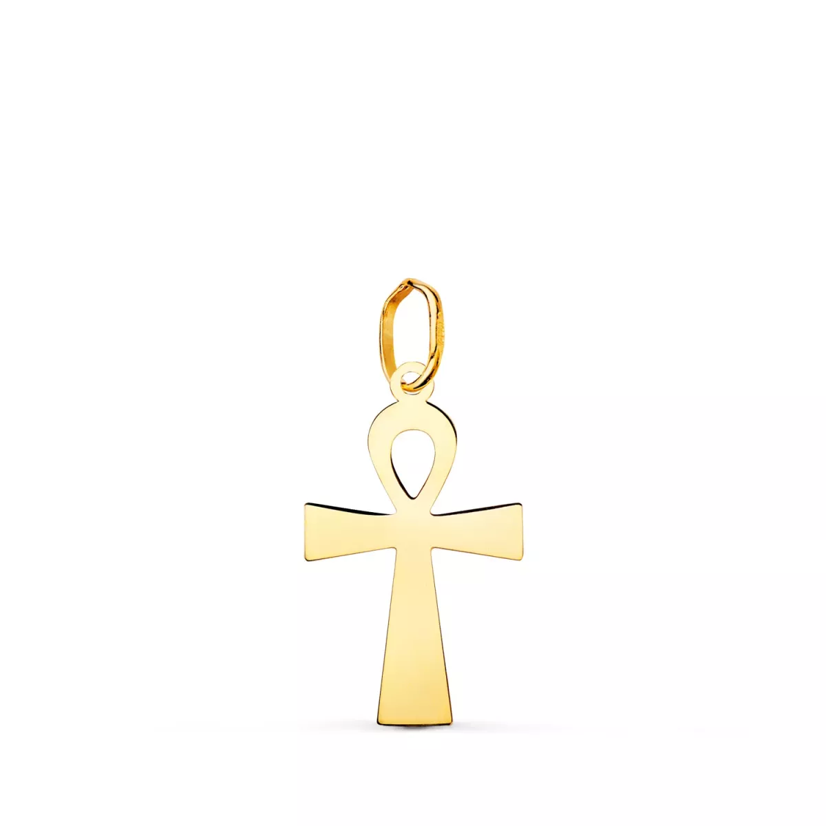 18K COLGANTE ORO AMARILLO BRILLO CRUZ DE LA VIDA 18 X 10 MM 0