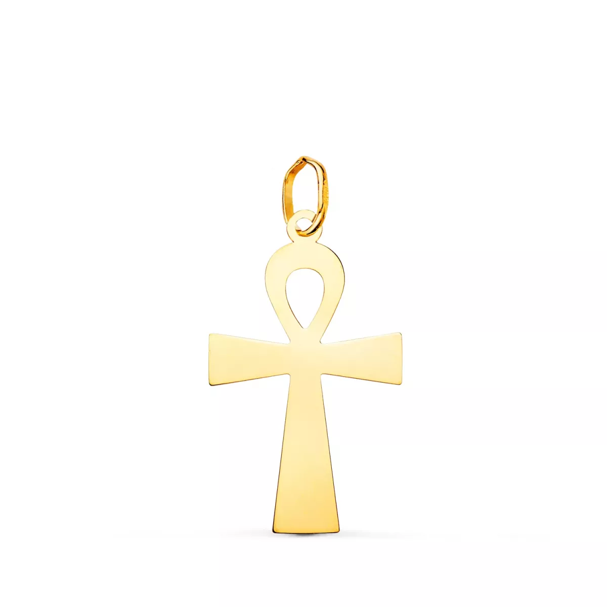 18K COLGANTE ORO AMARILLO BRILLO CRUZ DE LA VIDA 22 X 13 MM 0
