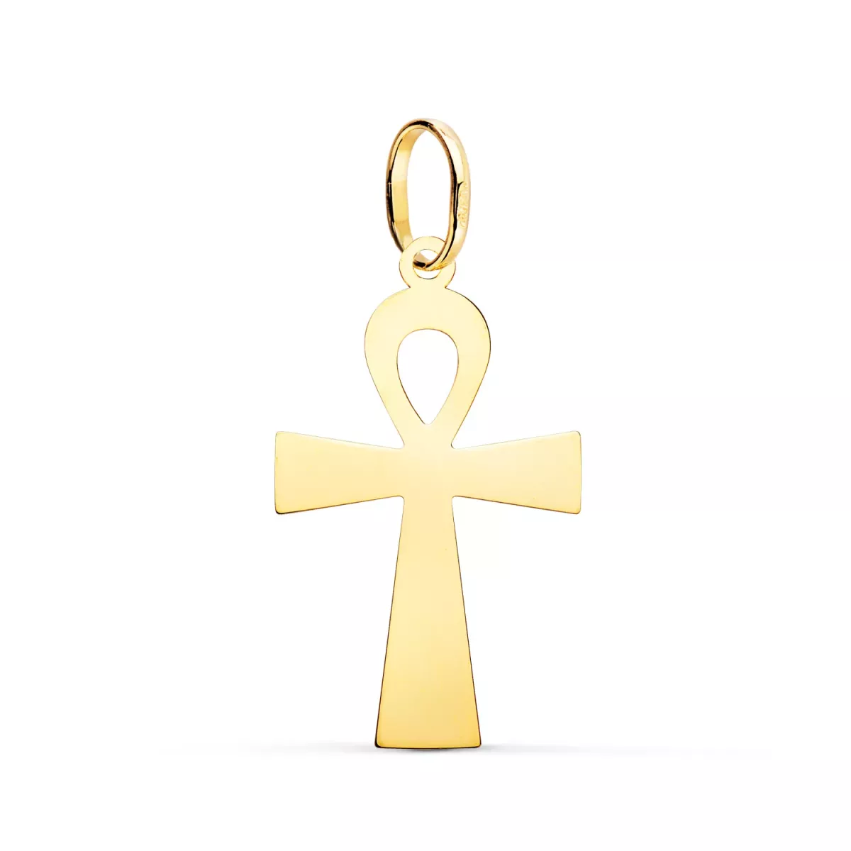 18K COLGANTE ORO AMARILLO BRILLO CRUZ DE LA VIDA 28 X 16 MM 0