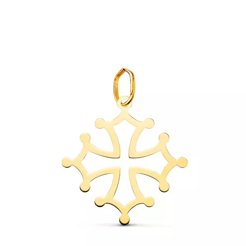 18K CRUZ DE OCCITANIA ORO AMARILLO EN BRILLO. 21 X 20 MM 0