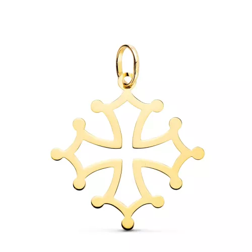 18K CRUZ DE OCCITANIA ORO AMARILLO EN BRILLO. 26 X 24 MM 0