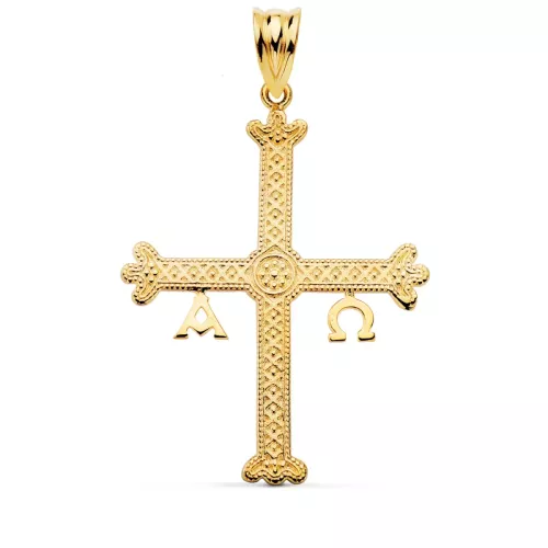 18K CRUZ DE COVADONGA ORO AMARILLO DETALLES RELIEVE. 37 X 28 MM 2