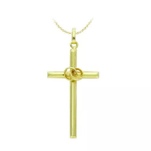 18K CRUZ ORO AMARILLO HUECA ALIANZAS. 27X14 MM 0