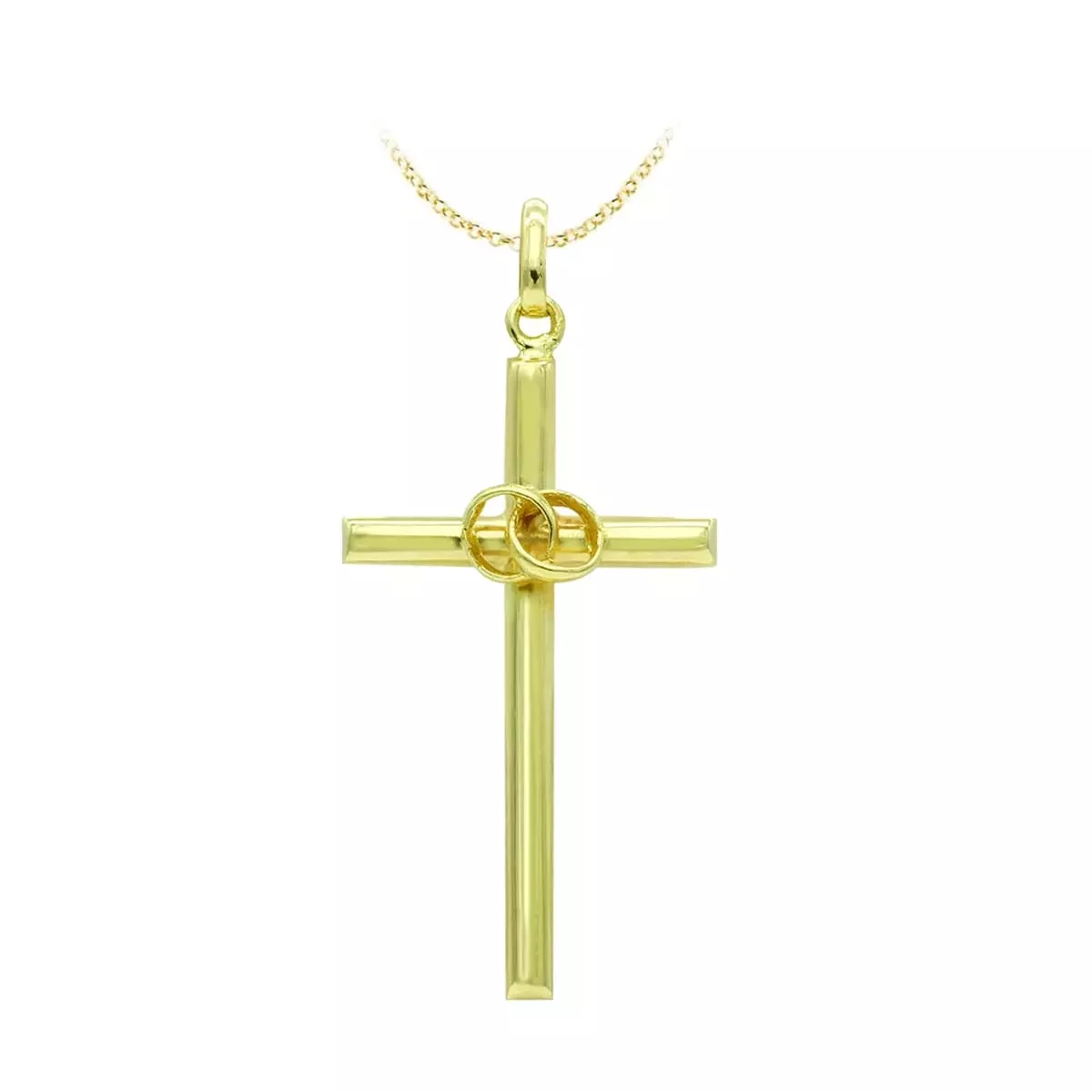 18K CRUZ ORO AMARILLO HUECA ALIANZAS. 27X14 MM 0