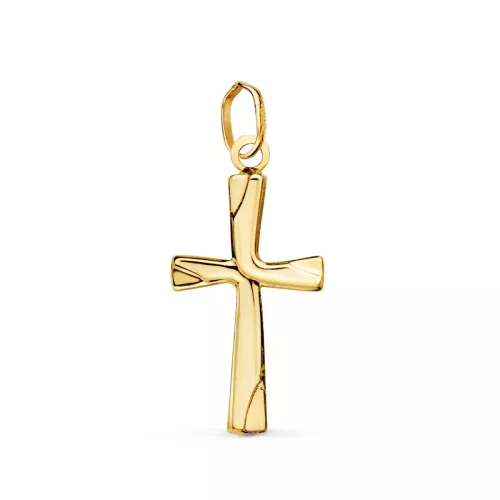 18K CRUZ ORO AMARILLO LISA EN BRILLO HUECA 21 X 12 MM 0