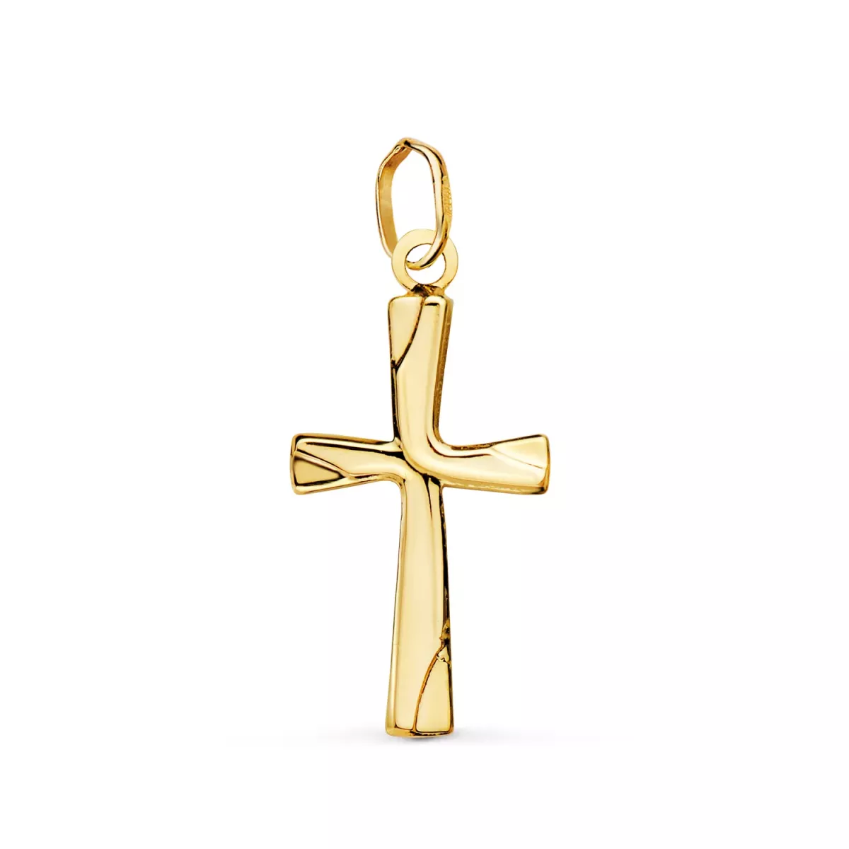 18K CRUZ ORO AMARILLO LISA EN BRILLO HUECA 21 X 12 MM 0