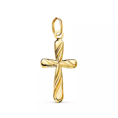 18K CRUZ ORO AMARILLO LISA EN BRILLO HUECA 20 X 12 MM 0