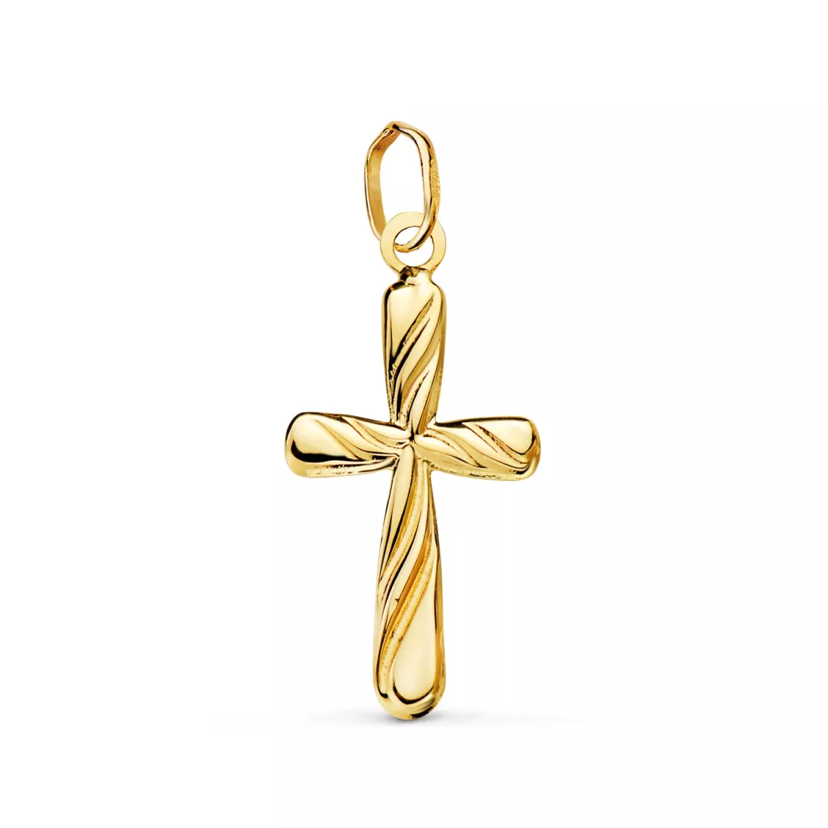 18K CRUZ ORO AMARILLO LISA EN BRILLO HUECA 20 X 12 MM 0