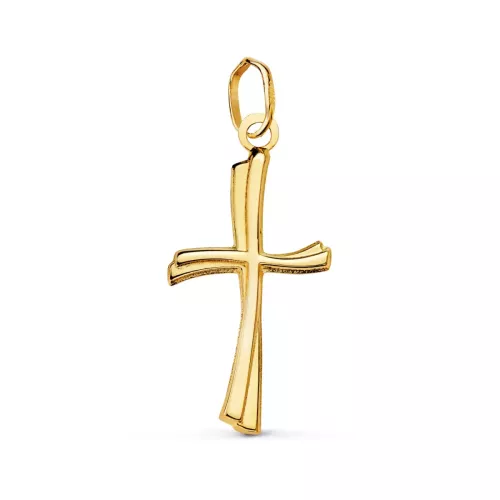 18K CRUZ ORO AMARILLO LISA EN BRILLO HUECA 21 X 12 MM 0