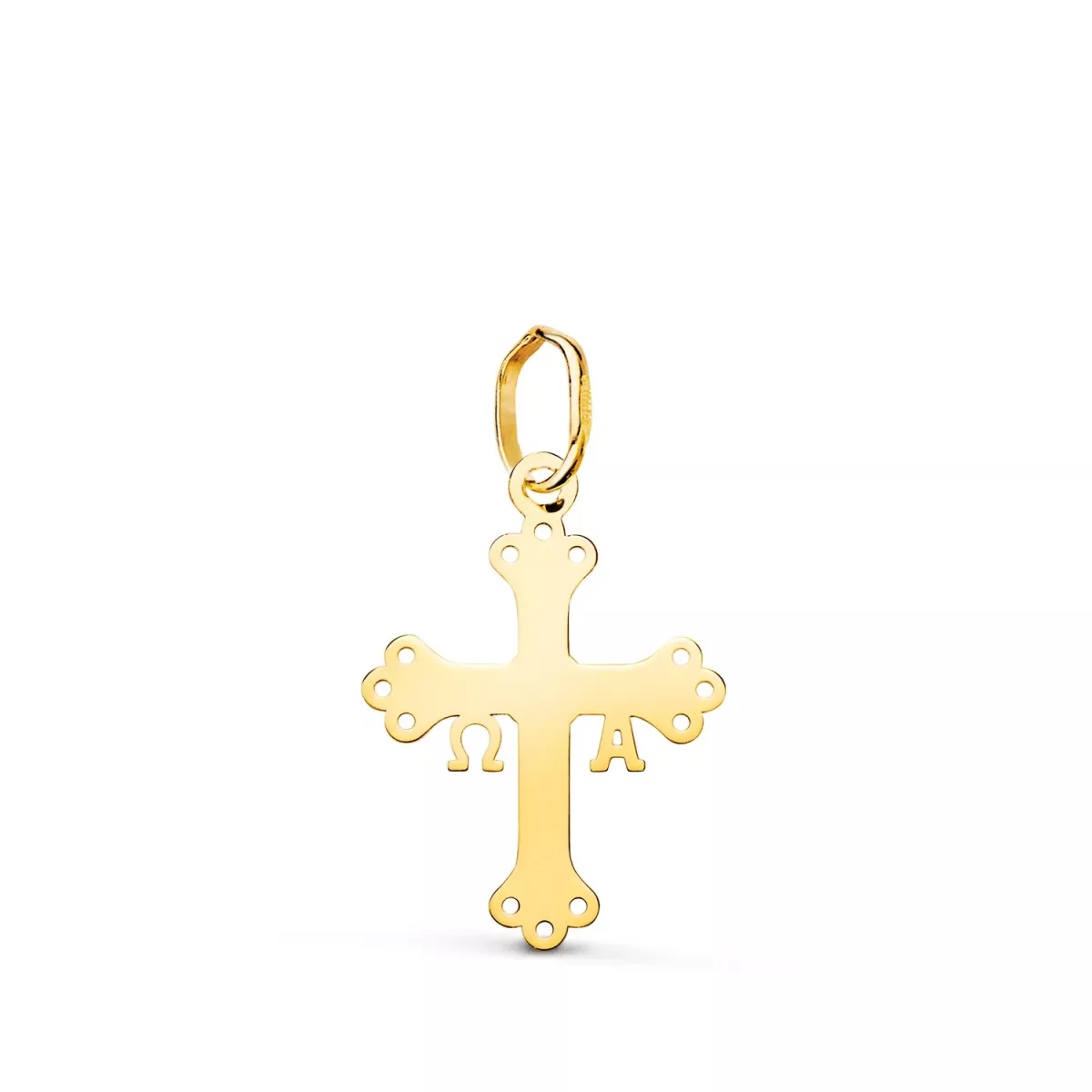 18K COLGANTE ORO AMARILLO CRUZ DE COVADONGA SILUETA EN BRILLO. 18 X 13 MM 0