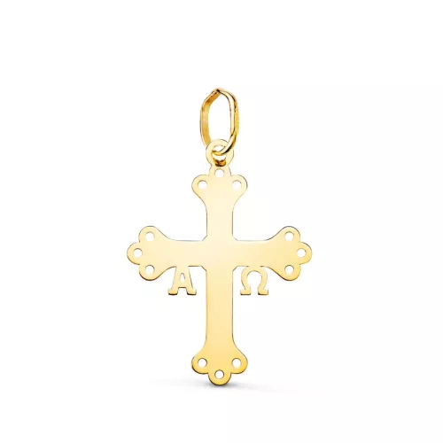 18K COLGANTE ORO AMARILLO CRUZ DE COVADONGA SILUETA EN BRILLO. 22 X 16 MM 0